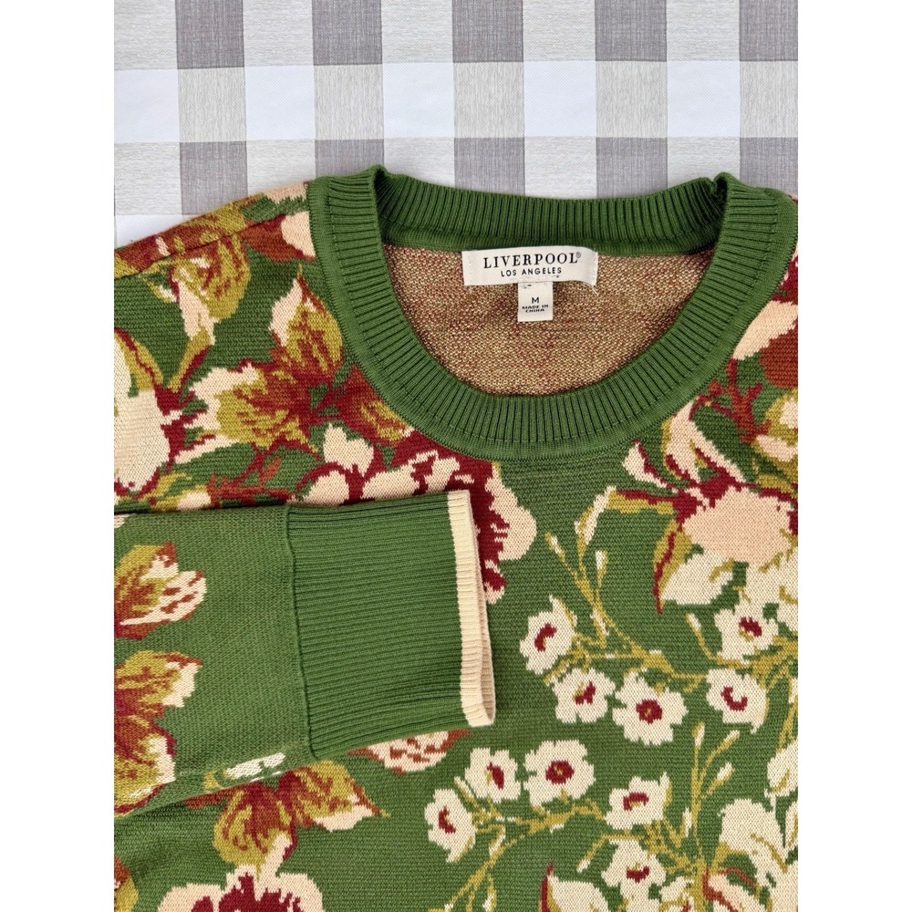 Cottagecore Floral Sweater Earth Tone Knit Boho Fall Liverpool M